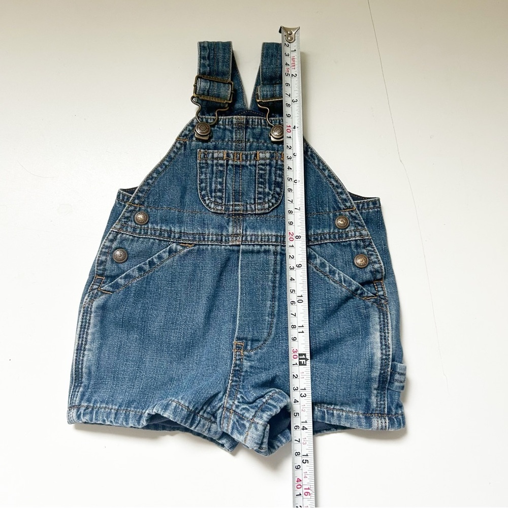 Vintage Baby GAP Blue Lined Denim Overall Shorts Beach Vacation Summer Spring - Picture 6 of 10